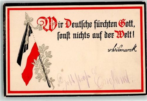 Wir Deutsche fürchten Gott , Spruch von Bismarck Feldpost Leichtkrank. Abteilung Hermann IX Armee