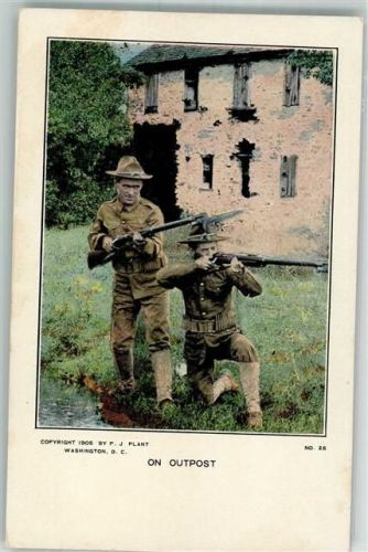 1906 On Outpost Soldaten mit Gewehr