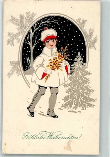 1926 Verlag Amag 2121 Mädchen mit Gamaschen es schneit Tannenbaum