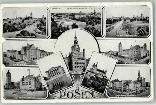 Posen 1916 Rathaus Akademie Schloss Theater Dom Marktplatz
