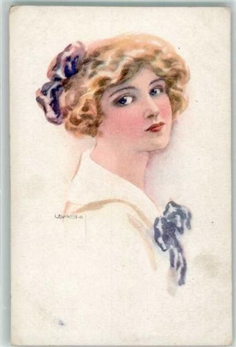 1919 Frauenkopf Schleife im Haar
