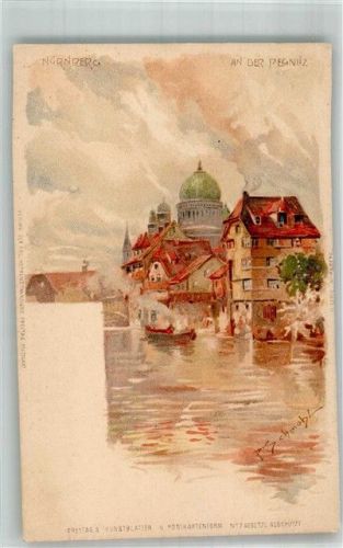 Nürnberg Lithographie sign. Schmohl P. Synagoge An der Pegnitz