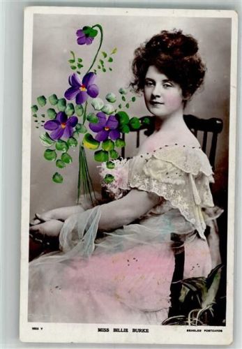 1913 Miss Billie Schauspieler + Blumen handgemalt Beagles Postcards