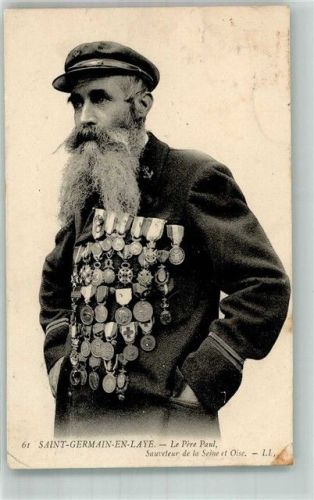 Saint-Germain-en-Laye 1908 Le Pere Paul mt Orden + Abzeichen Sauveteur de la Saine et Oise