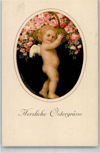 Engel Rosenkorb Ostern Verlag Rökl 1322 ( Leim löst sich )