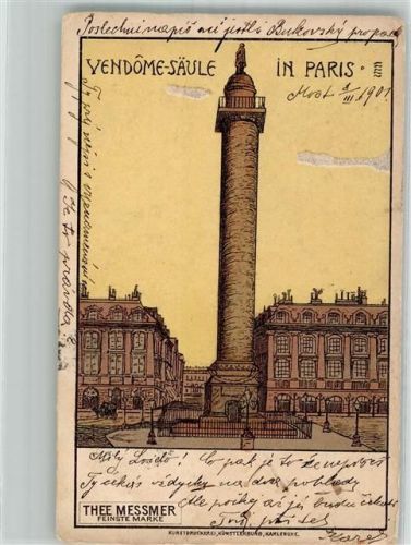 Paris Werbung Messmer Tee Künstlersteindruck Karlsruher Künstlerbund 1901 Gebrauchsspuren