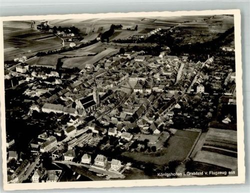 Bad Königshofen 1942 Fliegeraufnahme des Ortes mit der Stadtpfarrkirche Mariä Himmelfahrt