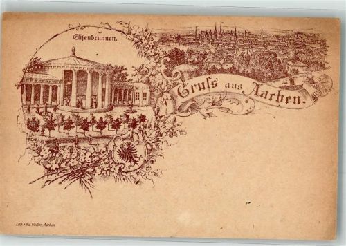 Aachen Lithographie Elisenbrunnen