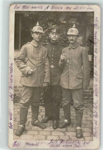 1915 Uniform Regiment 106 6. Komp. Feldpoststelle 57 Pickelhaube Zigarre