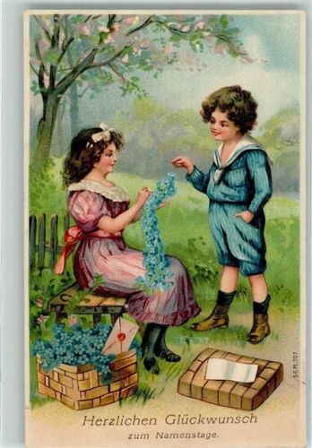 Vergissmeinnicht Matrosenanzug Kinder Brief Lithographie
