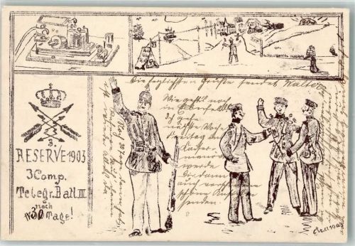 1903 3. Komp. Telegr. Batl. III noch 30 Tage handgemalt