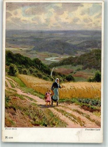 Ackermann Nr. 4108 Bäuerin mit einer Sense auf dem Heimweg
