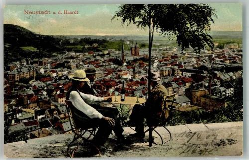 Neustadt 1907 Aussichtsplatz Herren beim Wein