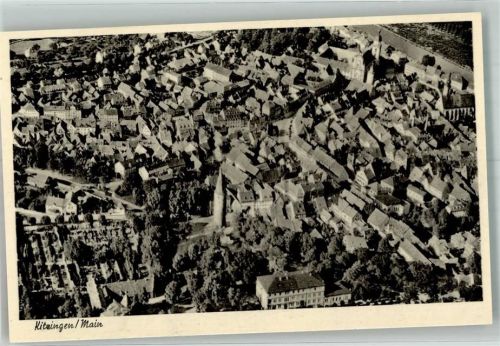 Kitzingen Fliegeraufnahme des Ortes mit Ev. Stadtkirche