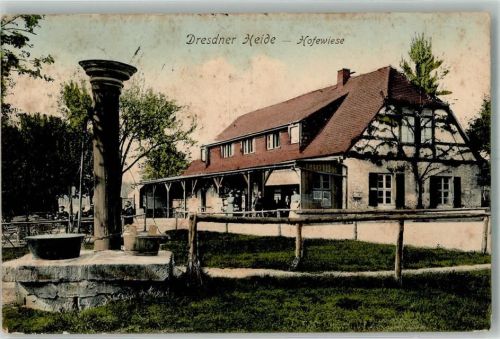 Dresden 1908 Dresdner Heide Gasthaus Hofewiese Brunnen