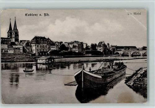 Koblenz Frachtkahn 1907 AK Eckknick