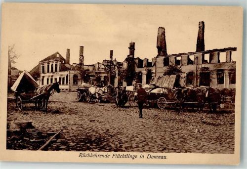 Domnau Domnowo Foto AK Rückkehr von Flüchtingen WK I