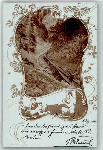 1895 Privatfotografie Panflöte Holzrutsche für Baumstämme