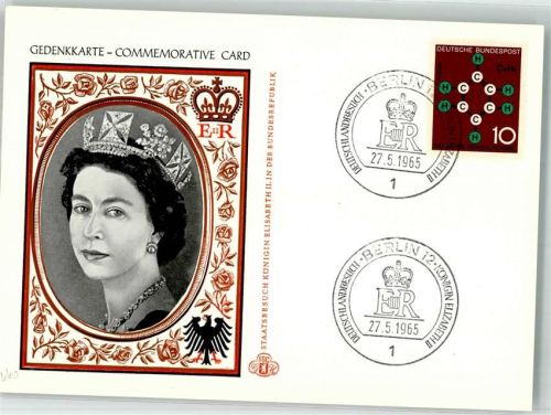 1965 Gedenkkarte Staatsbesuch Königin Elizabeth 27.5.1965 Berlin