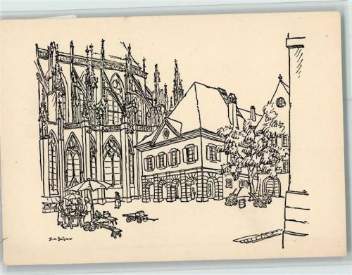 Freiburg ehem. Stadtwache Marktszene sign. H. v. Geyer