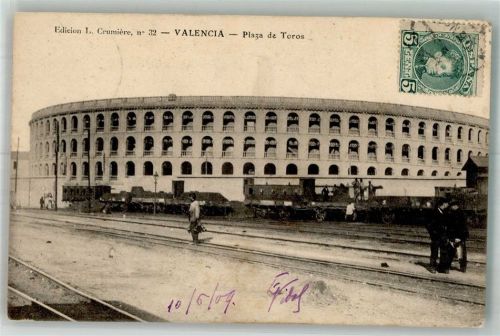 Valencia 1909 Plaza de Toros Marke bildseitig