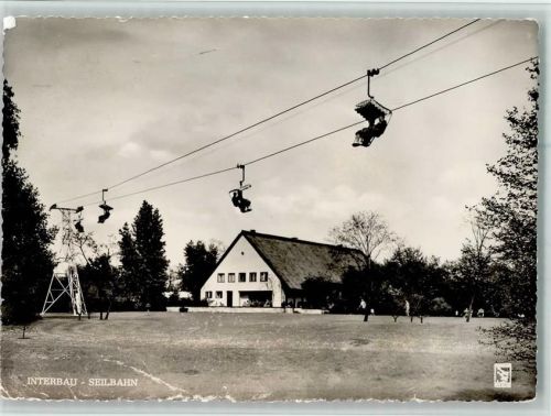 1958 Berlin Tiergarten - Interbau Seilbahn , Teehäuschen - Klinke Foto