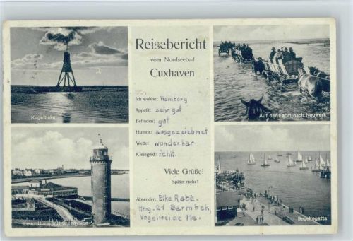 Cuxhaven Kugelbake Leuchtturm Seepavillon Segelregatta Pferdewägen
