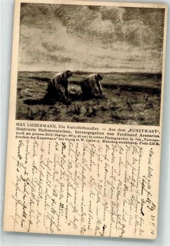 1915 Kunstwart Illustrierte Bild: Kartoffelernte von Max Liebermann