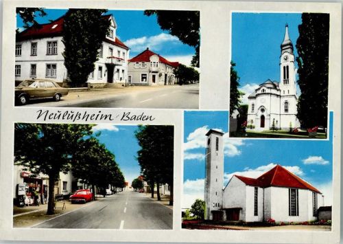 Neulußheim Kirche Ortsansichten 4-Bildaufnahme