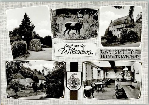 Kempfeld Gaststätte des Hunsrückvereins Innenaufnahme Gastraum Hirsch Wappen Mehrfachaufnahme Wildenburg