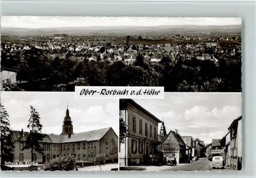 Ober-Rosbach Gesamtansicht Schule mit Kirche Ortsansicht VW-Bus 3-Bildaufnahme
