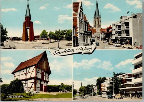 Emsdetten Josefskirche Kirchstraße Alter Speicher Münsterstraße VW-Käfer 4-Bildaufnahme
