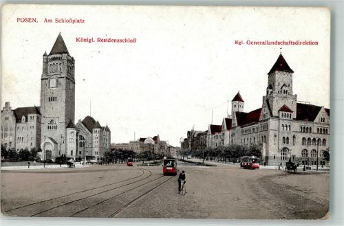 Posen 1916 Feldpost WK I Schloss Straßenbahn Fahrrad
