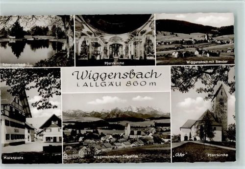 Wiggensbach Schwimmbad Pfarrkirche Innenaufnahme Ortsansicht mit Blender Marktplatz Ortsansicht mit Zugspitze Pfarrkirche Foto Ako Mehrfachaufnahme