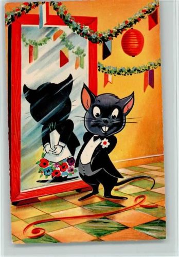 menschliche Maus vor dem Spiegel 1963 AK