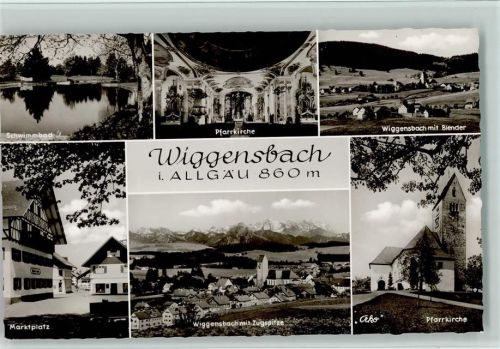 Wiggensbach Schwimmbad Pfarrkirche Innenaufnahme Ortsansicht mit Blender Marktplatz Ortsansicht mit Zugspitze Pfarrkirche Foto Ako Mehrfachaufnahme