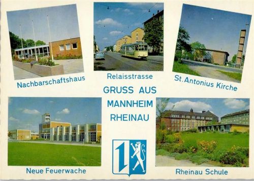 Rheinau Nachbarschaftshaus Relaisstrasse Straßenbahn St. Antonius Kirche Neue Feuerwache Rheinau Schule Mehrfachaufnahme