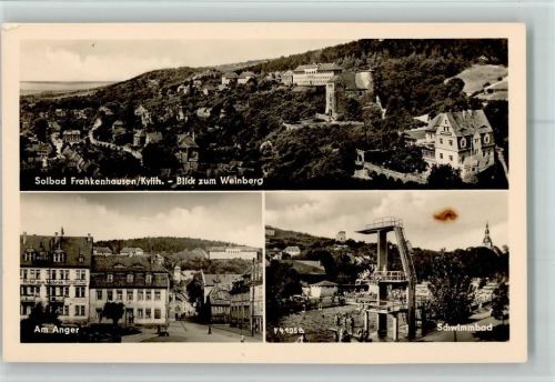 Bad Frankenhausen Blick zum Weinberg Am Anger Schwimmbad Sprungturm 3-Bildaufnahme