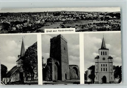 Niederbrechen Gesamtansicht Berger Kirche Wehrturm Kirche 4-Bildaufnahme