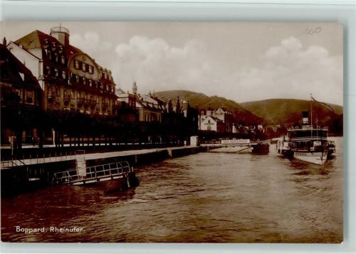 Boppard Rheinufer und Anlegestellen - Dampfer Foto ca 1936 AK