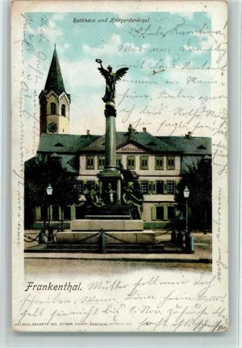 Frankenthal 1906 Rathaus und Kriegerdenkmal