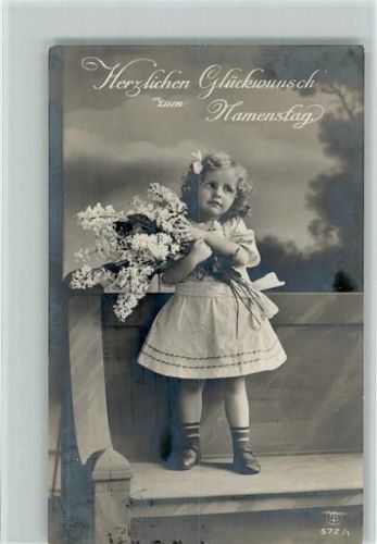 1912 Namenstag - Mädchen mit Flieder AK