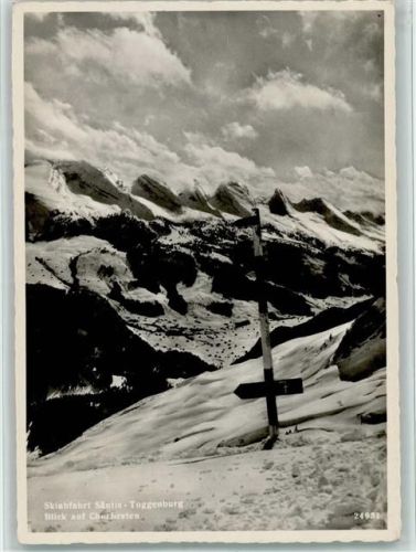 Schwägalp Skiabfahrt Säntis Toggenburg Blick auf Churfirsten Buffet Schwägalp und Säntisgipfel