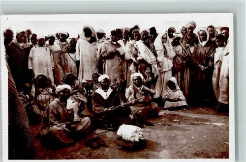 Scenes - Musiciens chleuhs - Casablanca ca 1930 Fotokarte - Musikgruppe