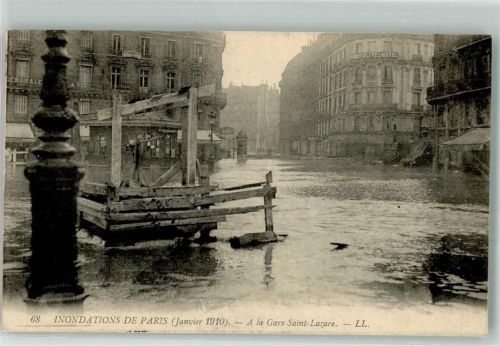 Paris 1910 Hochwasser Seine A la Gare Saint-Lazare