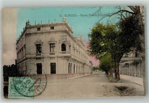 Burgos 1919 Gebrauchsspuren Nuevo Palclo Arzovispal Briefmarke bildseitig