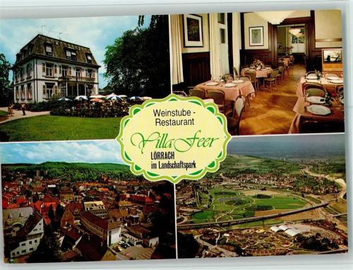 Lörrach Weinstube Restaurant Villa Feer Innenaufnahme Luftaufnahmen 4-Bildaufnahme