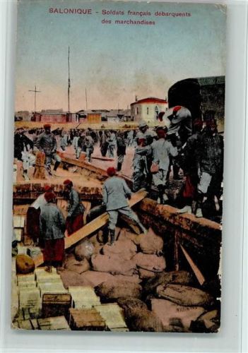 Thessaloniki Französische Soldaten beim Entladen von Waren