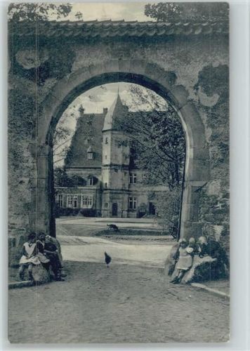 Barntrup Schloß - Kinder am Schloßtor 1928 AK