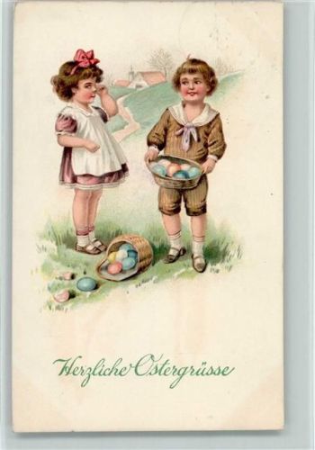 1926 Amag 2040 Ostern - Kinder sammeln Ostereier, AK